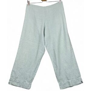 Bryn Walker Linen Wide Leg Pants Green Blue Medium